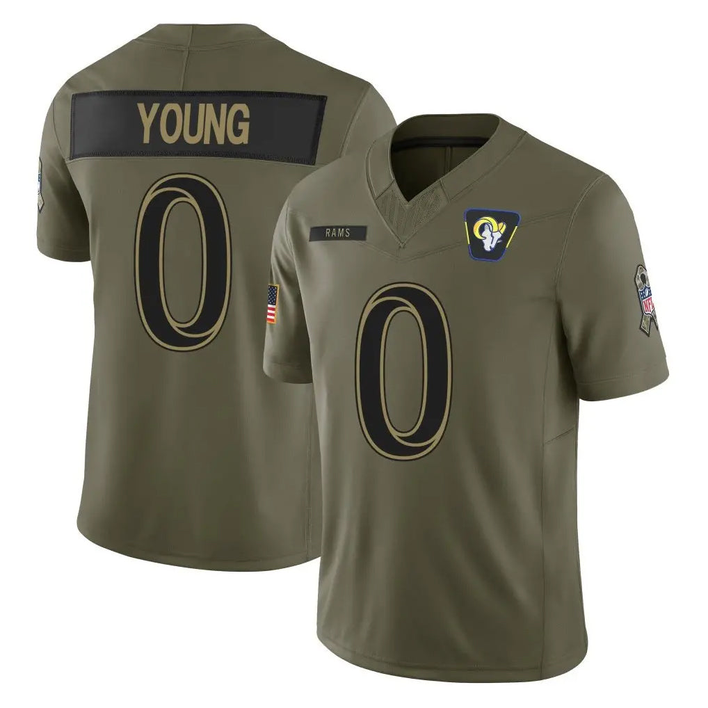 Robertx LA.Rams #0 Byron Young Player Olive 2025 Salute To Service Limited Game Stitched Jerseys