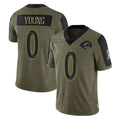 Robertx LA.Rams #0 Byron Young Player Olive Salute To Service Limited Game Stitched Jerseys