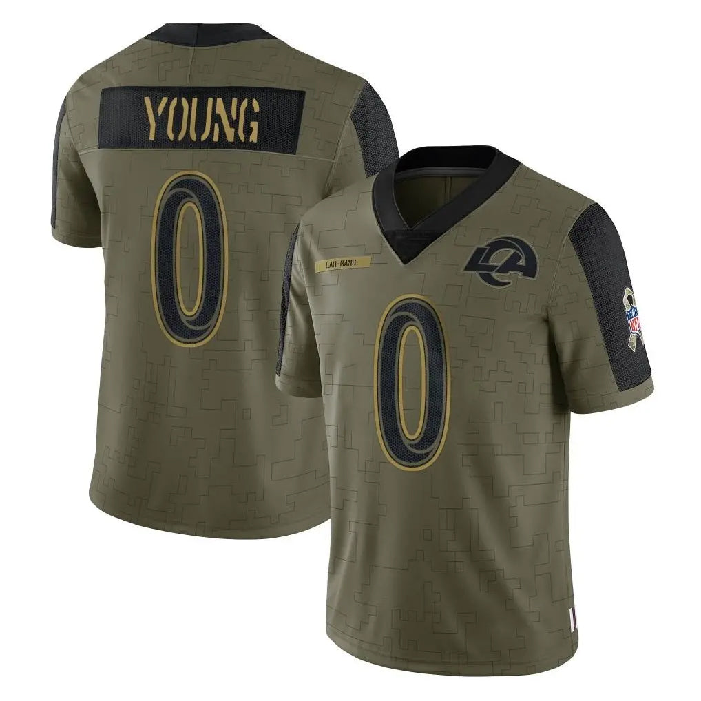 Robertx LA.Rams #0 Byron Young Player Olive Salute To Service Limited Game Stitched Jerseys