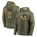 Robertx LA.Rams #0 Byron Young Player Olive Salute to Service Pullover Hoodies Home Game Stitched Jerseys