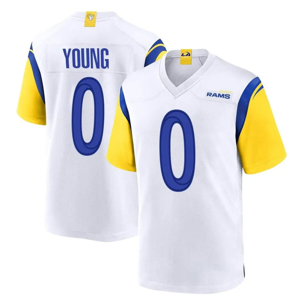 Robertx LA.Rams #0 Byron Young Player White Home Game Stitched Jerseys