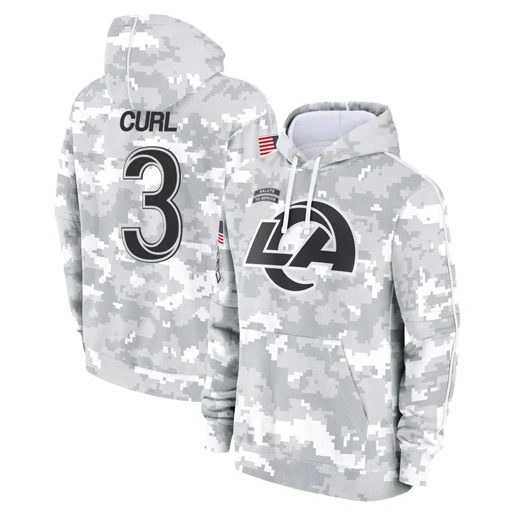 Robertx LA.Rams #3 Kam Curl Player Arctic Camo Salute to Service Hoodies Limited Game Stitched Jerseys