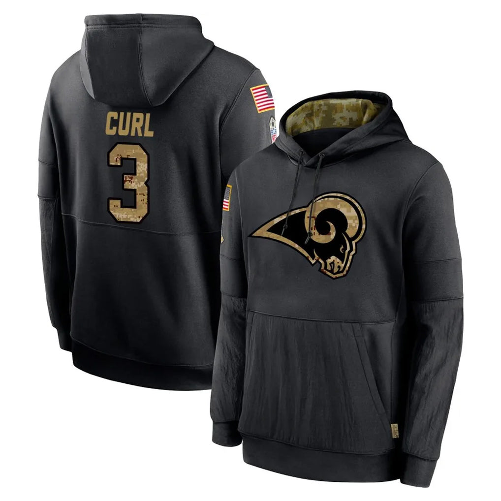 Robertx LA.Rams #3 Kam Curl Player Black Salute to Service Hoodies Limited Game Stitched Jerseys
