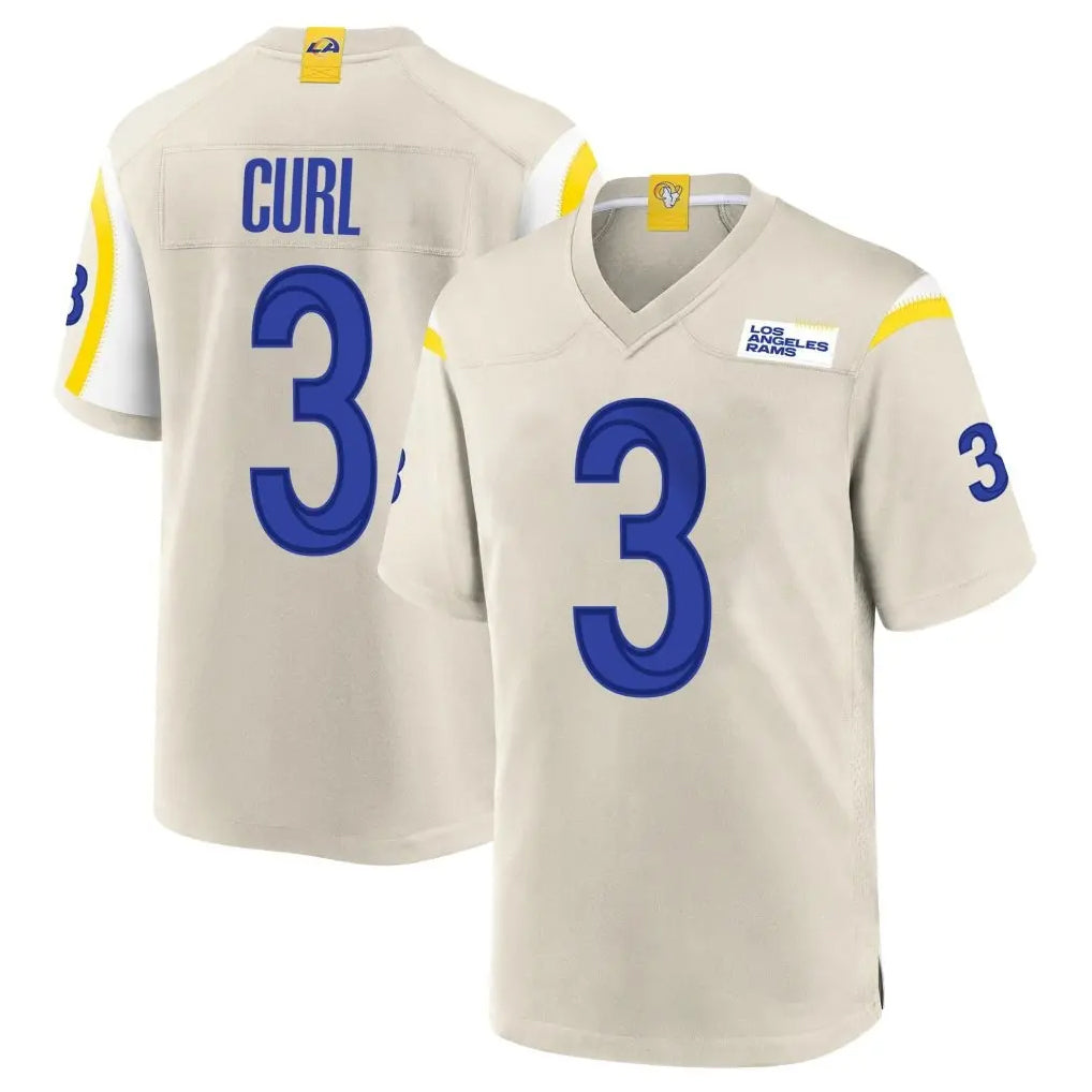Robertx LA.Rams #3 Kam Curl Player Bone Home Game Stitched Jerseys