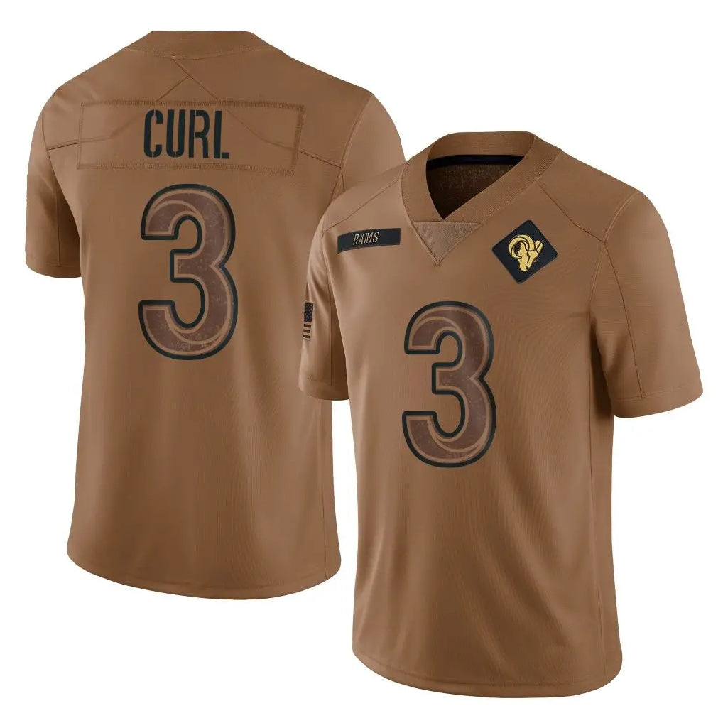 Robertx LA.Rams #3 Kam Curl Player Brown Salute To Service Limited Stitched Jerseys