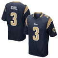 Robertx LA.Rams #3 Kam Curl Player Navy Home Game Stitched Jerseys
