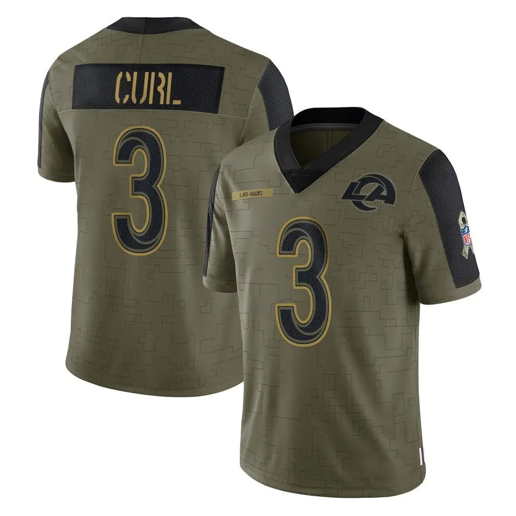 Robertx LA.Rams #3 Kam Curl Player Olive Salute To Service Limited Game Stitched Jerseys