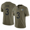 Robertx LA.Rams #3 Kam Curl Player Olive Salute To Service Limited Stitched Jerseys