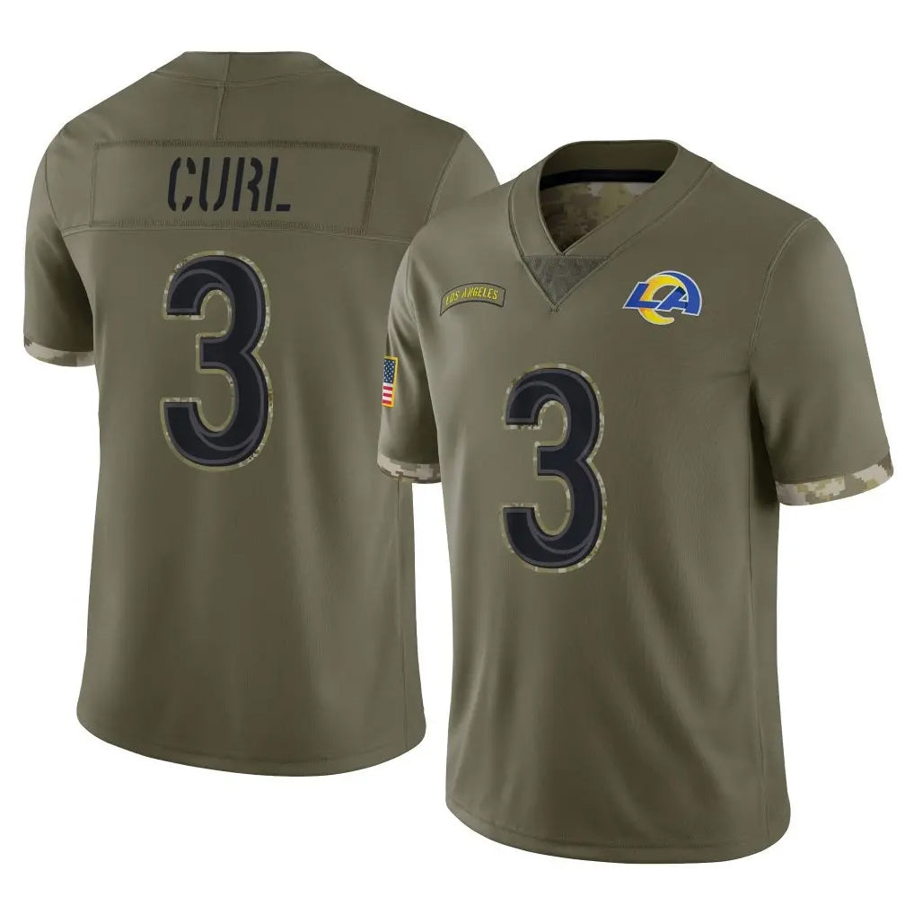 Robertx LA.Rams #3 Kam Curl Player Olive Salute To Service Limited Stitched Jerseys
