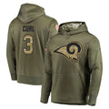 Robertx LA.Rams #3 Kam Curl Player Olive Salute to Service Pullover Hoodies Home Game Stitched Jerseys