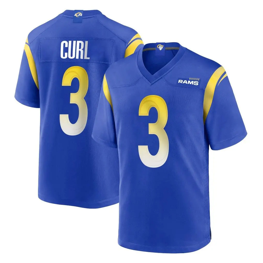 Robertx LA.Rams #3 Kam Curl Player Royal Home Game Stitched Jerseys